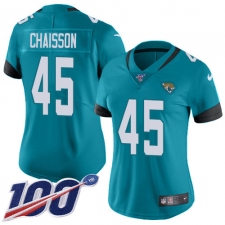 Women's Jacksonville Jaguars #45 K'Lavon Chaisson Teal Green Alternate Stitched NFL 100th Season Vapor Untouchable Limited Jersey