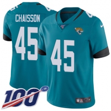 Youth Jacksonville Jaguars #45 K'Lavon Chaisson Teal Green Alternate Stitched NFL 100th Season Vapor Untouchable Limited Jersey
