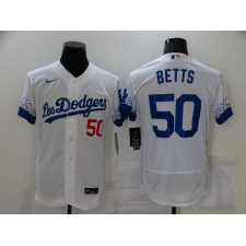Men's Nike Los Angeles Dodgers #50 Mookie Betts White Elite City Player Jersey