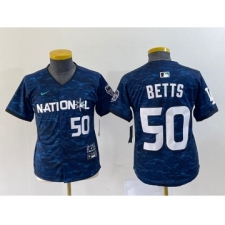 Youth Nike Los Angeles Dodgers #50 Mookie Betts Number Royal 2023 All star Cool Base Stitched Jersey