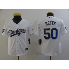 Youth Nike Los Angeles Dodgers #50 Mookie Betts White Series Champions Authentic Jersey