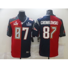 Men's Tampa Bay Buccaneers #87 Rob Gronkowski Blue Red Bowl LV Bowl LIII Limited Split Fashion Football Jersey