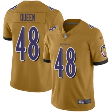 Men's Baltimore Ravens #48 Patrick Queen Gold Stitched NFL Limited Inverted Legend Jersey