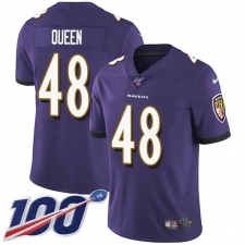 Men's Baltimore Ravens #48 Patrick Queen Purple Team Color Stitched NFL 100th Season Vapor Untouchable Limited Jersey
