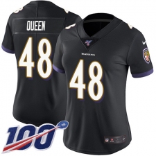 Women's Baltimore Ravens #48 Patrick Queen Black Alternate Stitched NFL 100th Season Vapor Untouchable Limited Jersey