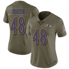 Women's Baltimore Ravens #48 Patrick Queen Olive Stitched NFL Limited 2017 Salute To Service Jersey