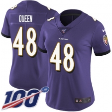 Women's Baltimore Ravens #48 Patrick Queen Purple Team Color Stitched NFL 100th Season Vapor Untouchable Limited Jersey