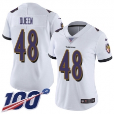 Women's Baltimore Ravens #48 Patrick Queen White Stitched NFL 100th Season Vapor Untouchable Limited Jersey