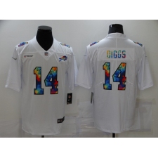 Men's Buffalo Bills #14 Stefon Diggs White Rainbow Version Nike Limited Jersey