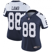 Women's Dallas Cowboys #88 CeeDee Lamb Navy Blue Thanksgiving Stitched Vapor Throwback Limited Jersey