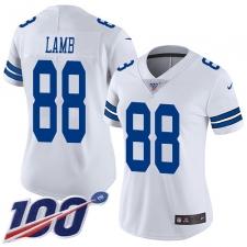Women's Dallas Cowboys #88 CeeDee Lamb White Stitched 100th Season Vapor Untouchable Limited Jersey