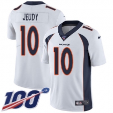 Men's Denver Broncos #10 Jerry Jeudy White Stitched 100th Season Vapor Untouchable Limited Jersey