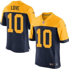 Men's Green Bay Packers #10 Jordan Love Navy Blue Alternate Stitched NFL New Elite Jersey