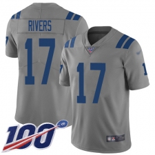 Youth Nike Indianapolis Colts #17 Philip Rivers Gray Stitched NFL Limited Inverted Legend 100th Season Jersey