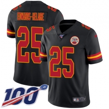 Men's Kansas City Chiefs #25 Clyde Edwards-Helaire Black Stitched Limited Rush 100th Season Jersey