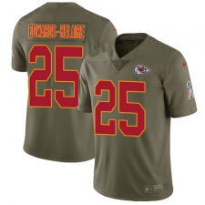 Men's Kansas City Chiefs #25 Clyde Edwards-Helaire Olive Stitched Limited 2017 Salute To Service Jersey