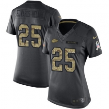 Women's Kansas City Chiefs #25 Clyde Edwards-Helaire Black Stitched Limited 2016 Salute to Service Jersey