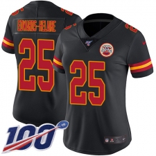 Women's Kansas City Chiefs #25 Clyde Edwards-Helaire Black Stitched Limited Rush 100th Season Jersey