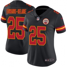 Women's Kansas City Chiefs #25 Clyde Edwards-Helaire Black Stitched Limited Rush Jersey