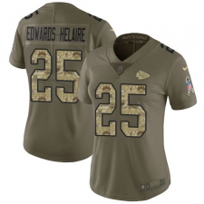 Women's Kansas City Chiefs #25 Clyde Edwards-Helaire Olive Camo Stitched Limited 2017 Salute To Service Jersey