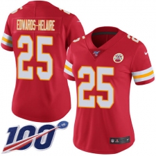 Women's Kansas City Chiefs #25 Clyde Edwards-Helaire Red Team Color Stitched 100th Season Vapor Untouchable Limited Jersey