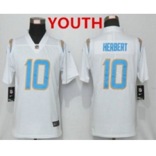 Youth Los Angeles Chargers #10 Justin Herbert White 2020 NEW Vapor Untouchable Stitched NFL Nike Limited Jersey