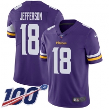 Men's Minnesota Vikings #18 Justin Jefferson Purple Team Color Stitched NFL 100th Season Vapor Untouchable Limited Jersey