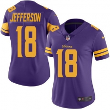 Women's Minnesota Vikings #18 Justin Jefferson Purple Stitched NFL Limited Rush Jersey