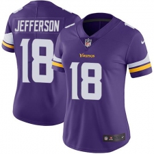 Women's Minnesota Vikings #18 Justin Jefferson Purple Team Color Stitched NFL Vapor Untouchable Limited Jersey