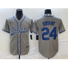 Men's Los Angeles Dodgers #24 Kobe Bryant Grey Cool Base Stitched Baseball Jersey1
