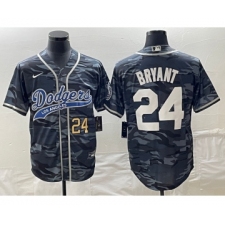 Men's Los Angeles Dodgers #24 Kobe Bryant Number Gray Camo Cool Base Stitched Baseball Jersey