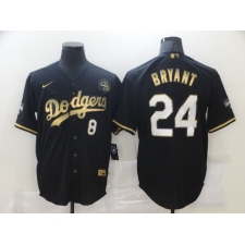 Men's Los Angeles Dodgers Kobe Bryant Black Olive Gold Portrait Jerseys