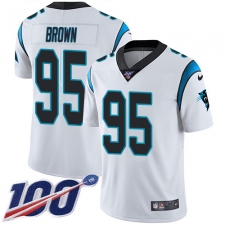 Men's Carolina Panthers #95 Derrick Brown White Stitched NFL 100th Season Vapor Untouchable Limited Jersey