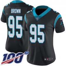 Women's Carolina Panthers #95 Derrick Brown Black Team Color Stitched NFL 100th Season Vapor Untouchable Limited Jersey