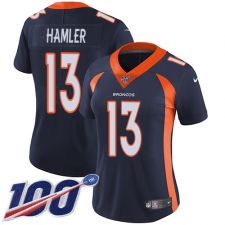 Women's Denver Broncos #13 KJ Hamler Navy Blue Alternate Stitched 100th Season Vapor Untouchable Limited Jersey