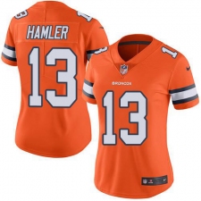 Women's Denver Broncos #13 KJ Hamler Orange Stitched Limited Rush Jersey