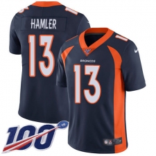 Youth Denver Broncos #13 KJ Hamler Navy Blue Alternate Stitched 100th Season Vapor Untouchable Limited Jersey