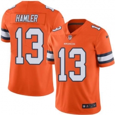 Youth Denver Broncos #13 KJ Hamler Orange Stitched Limited Rush Jersey