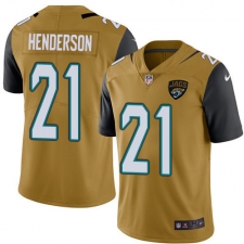 Men's Jacksonville Jaguars #21 C.J. Henderson Gold Stitched Limited Rush Jersey