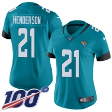 Women's Jacksonville Jaguars #21 C.J. Henderson Teal Green Alternate Stitched 100th Season Vapor Untouchable Limited Jersey