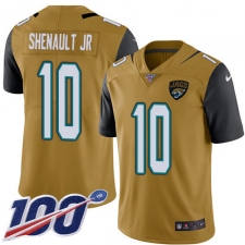 Men's Jacksonville Jaguars #10 Laviska Shenault Jr. Gold Stitched Limited Rush 100th Season Jersey