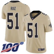 Men's New Orleans Saints #51 Cesar Ruiz Gold Stitched NFL Limited Inverted Legend 100th Season Jersey