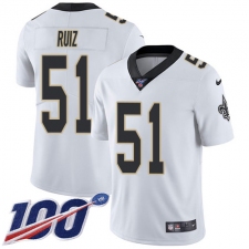 Men's New Orleans Saints #51 Cesar Ruiz White Stitched NFL 100th Season Vapor Untouchable Limited Jersey