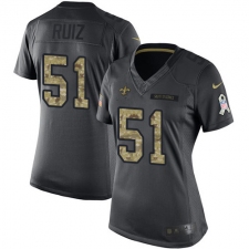 Women's New Orleans Saints #51 Cesar Ruiz Black Stitched NFL Limited 2016 Salute to Service Jersey