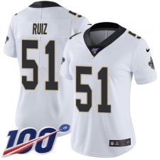 Women's New Orleans Saints #51 Cesar Ruiz White Stitched NFL 100th Season Vapor Untouchable Limited Jersey