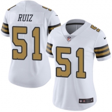 Women's New Orleans Saints #51 Cesar Ruiz White Stitched NFL Limited Rush Jersey
