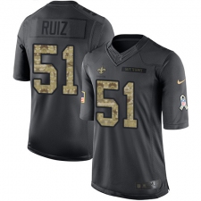 Youth New Orleans Saints #51 Cesar Ruiz Black Stitched NFL Limited 2016 Salute to Service Jersey