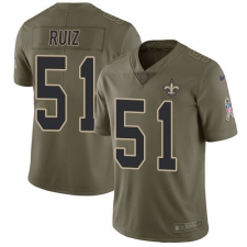 Youth New Orleans Saints #51 Cesar Ruiz Olive Stitched NFL Limited 2017 Salute To Service Jersey