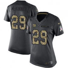Women's New York Giants #29 Xavier McKinney Black Stitched Limited 2016 Salute to Service Jersey