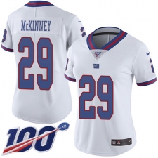 Women's New York Giants #29 Xavier McKinney White Stitched Limited Rush 100th Season Jersey